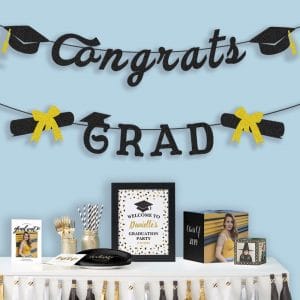 Black Congrats Grad Banner for Graduation