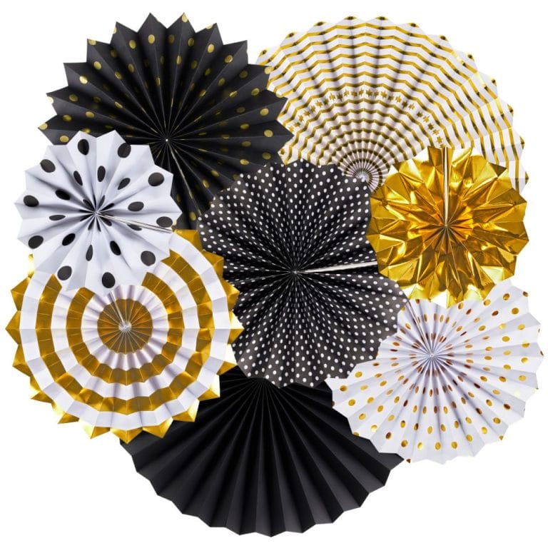 Black GoldSide Paper Fans