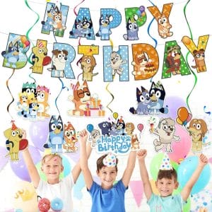 Blue Dog Party Decorations with Balloons for Kids
