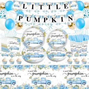 Blue Little Pumpkin Little Pumpkin Baby Shower Party Decorations Set