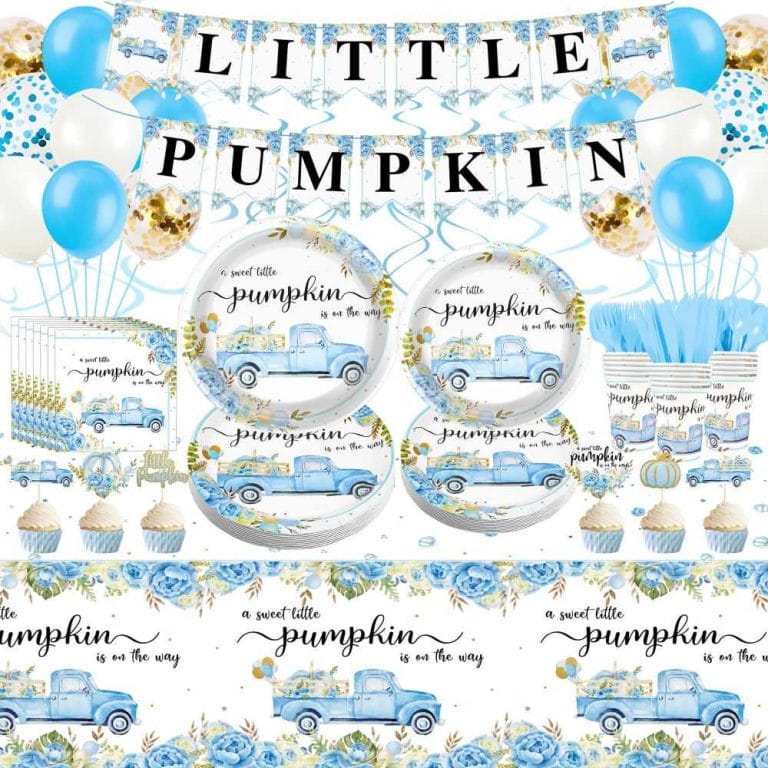 Blue Little Pumpkin Little Pumpkin Baby Shower Party Decorations Set