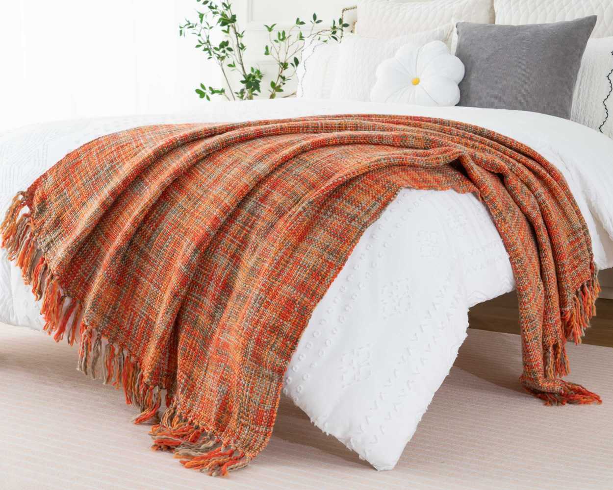 Burnt Orange throw blanket Warm Textiles and Cozy Layers