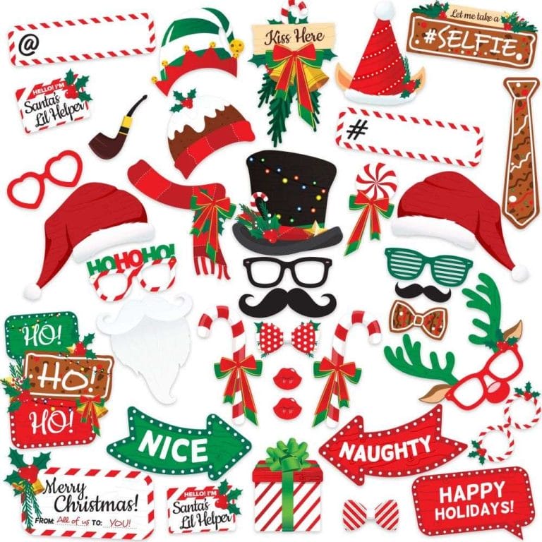 Christmas Photo Booth Props Backdrop Set