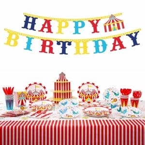 Circus Theme Party Supplies Set with Banner and Tableware