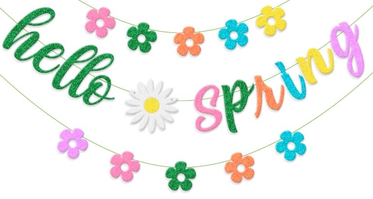 Colorful Glitter Spring Flower Banner Garland