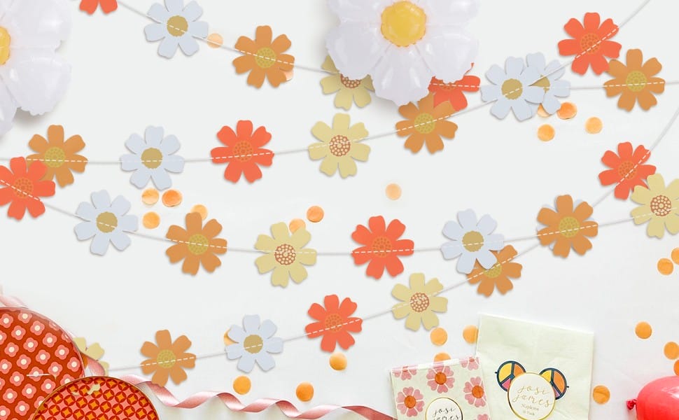 Daisy Groovy Boho Party Hanging Banners Retro Hippie Daisy Paper Cutouts Garland