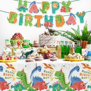 Dinosaur Birthday Party Supplies Disposable Tableware Set and Banner