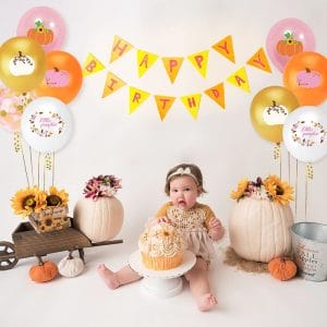 Fall Maple Leaf Pumpkin Balloons with Banner for kids