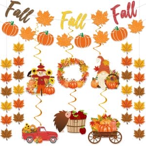 Fall Party Decorations Supplies with banners and party swirls