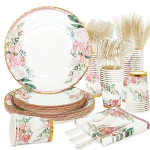 Floral Party Supplies Bridal Shower Party Paper Tableware Sets