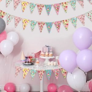 Floral Pennant Banner Tea Party Birthday Supplies