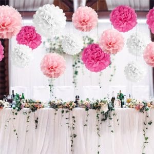 Flowers Tissue Paper Pompoms for Birthday, Wedding