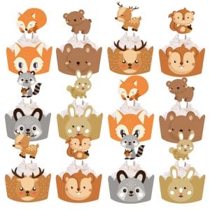 Forest Animals Cupcake Toppers Cupcake Wrapper Set
