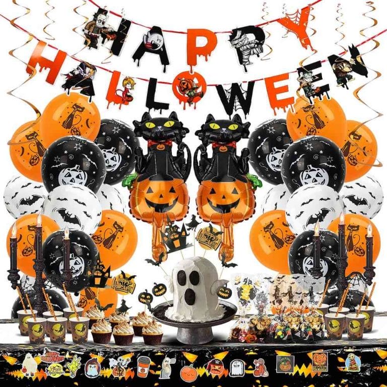 Halloween Party Decorations Supplies set with banner, balloons and tableware