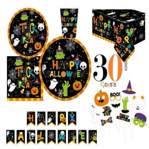 Halloween Party Decorations Tableware Set with Halloween Banner