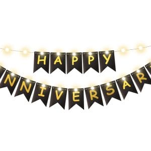 Happy Anniversary Banner with LED Fairy String Light
