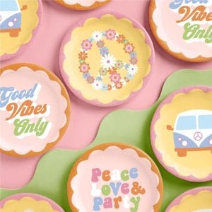 Happy Pastel Party 70s Cool Peace Cake Plates