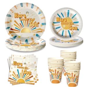 Here Comes The Son Baby Shower Decorations Include Paper Plates Napkins Cups