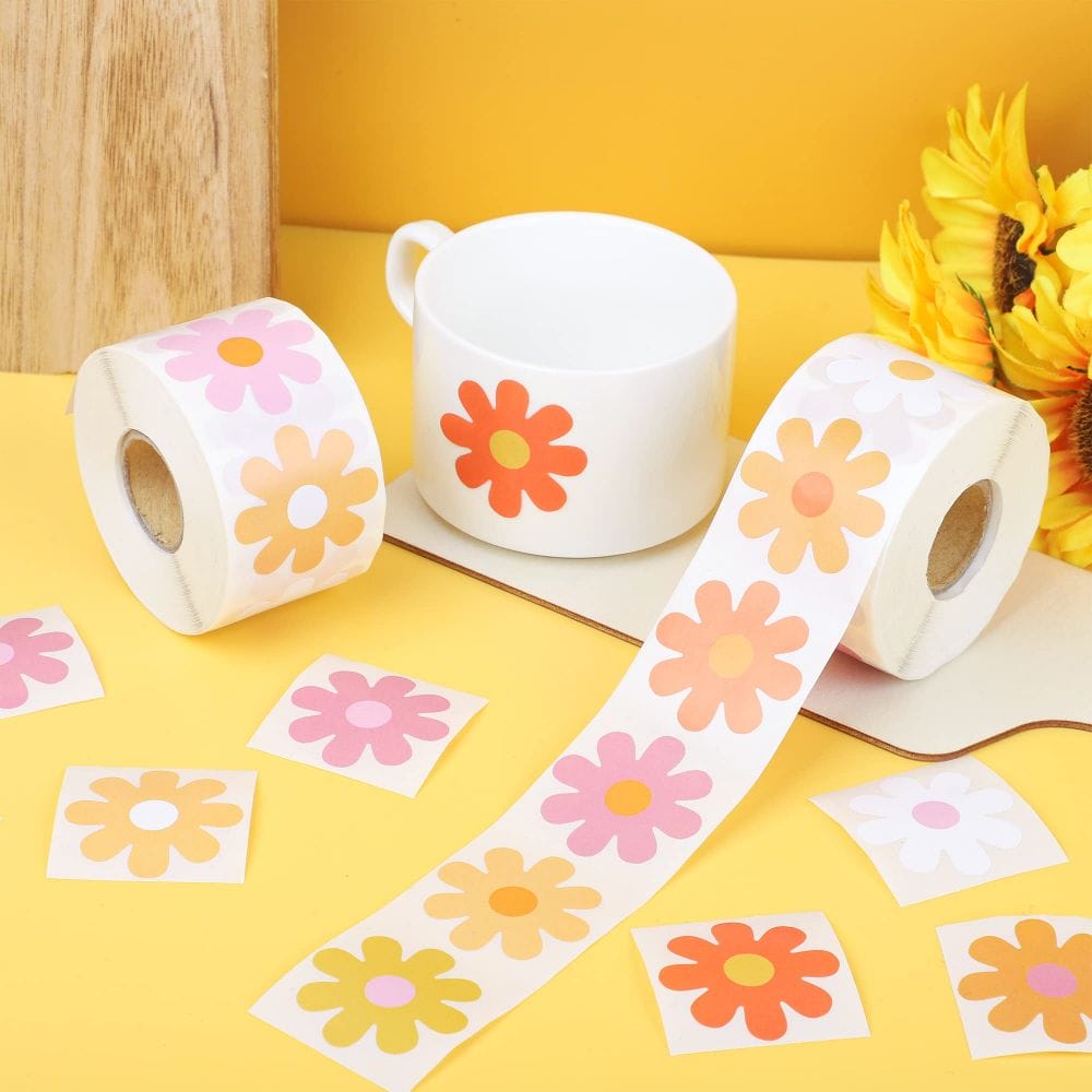 Boho Daisy Stickers Hippie Groovy Stickers Retro Flowers Self-Adhesive  Decals - SUNBEAUTY