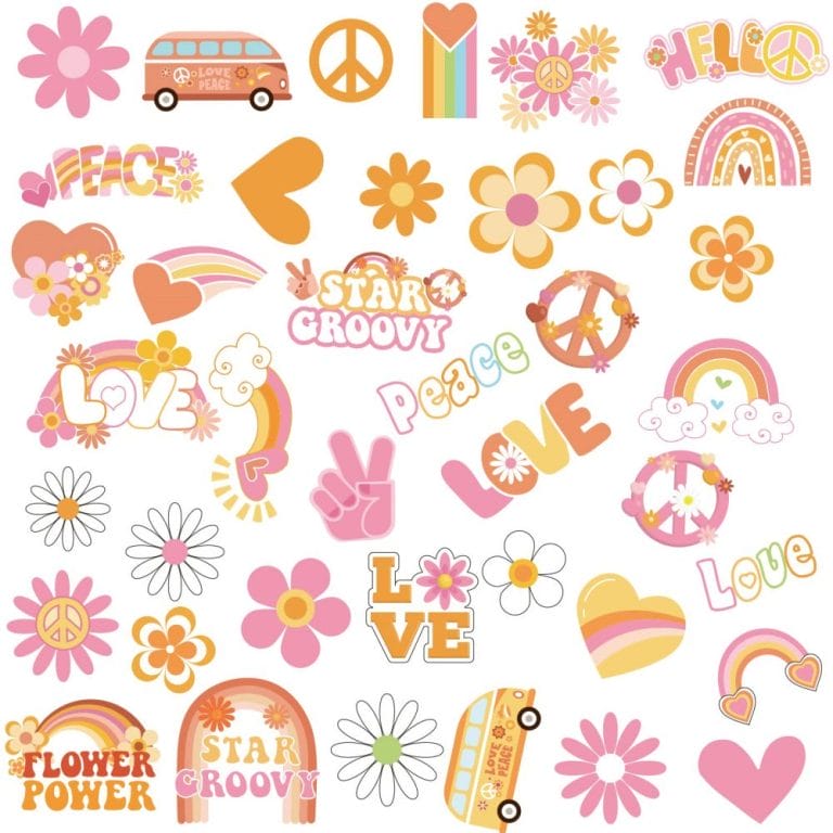 Hippie Theme Temporary Tattoos