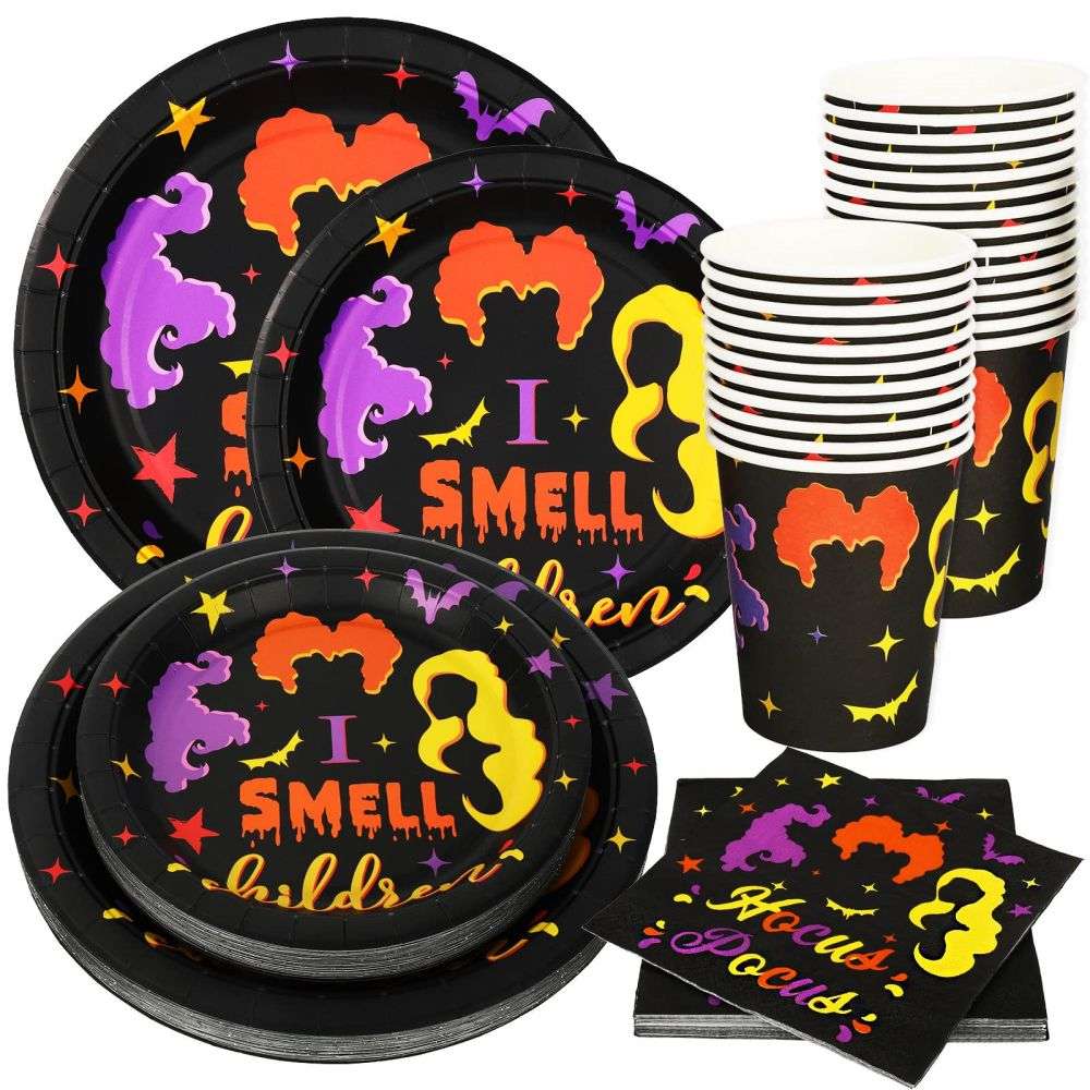 Halloween Tableware Set Hocus Pocus Disposable Dinnerware Set Witch