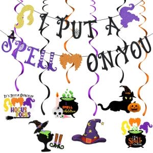 I Put A Spell On You Banner With Hocus Pocus Hanging Swirls
