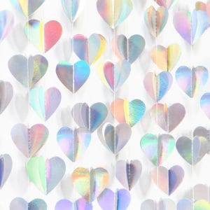 Iridescent Disco-Holographic Party Decorations Heart Garland