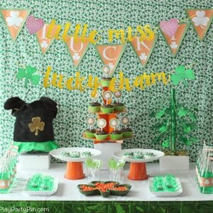 Lucky Charm Banner for Birthday Party Backdrop Decorations