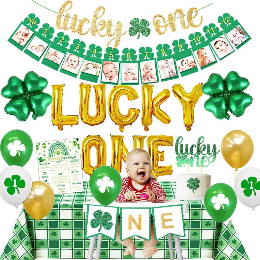  Lucky One Birthday Decorations, St. Patrick's Day 1st Birthday  Party Decorations, Lucky One 1st Birthday Party Supplies for Girl, Lucky  Four Leaf Clover Shamrock Banner for Irish Saint Paddy's Day 