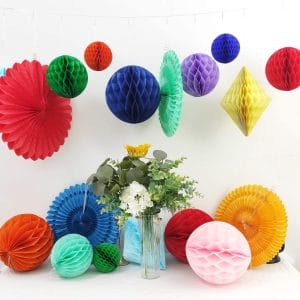 Multi-colored flower honeycomb balls