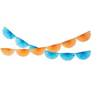 Orange and Blue Flip Paper Fan Decorations