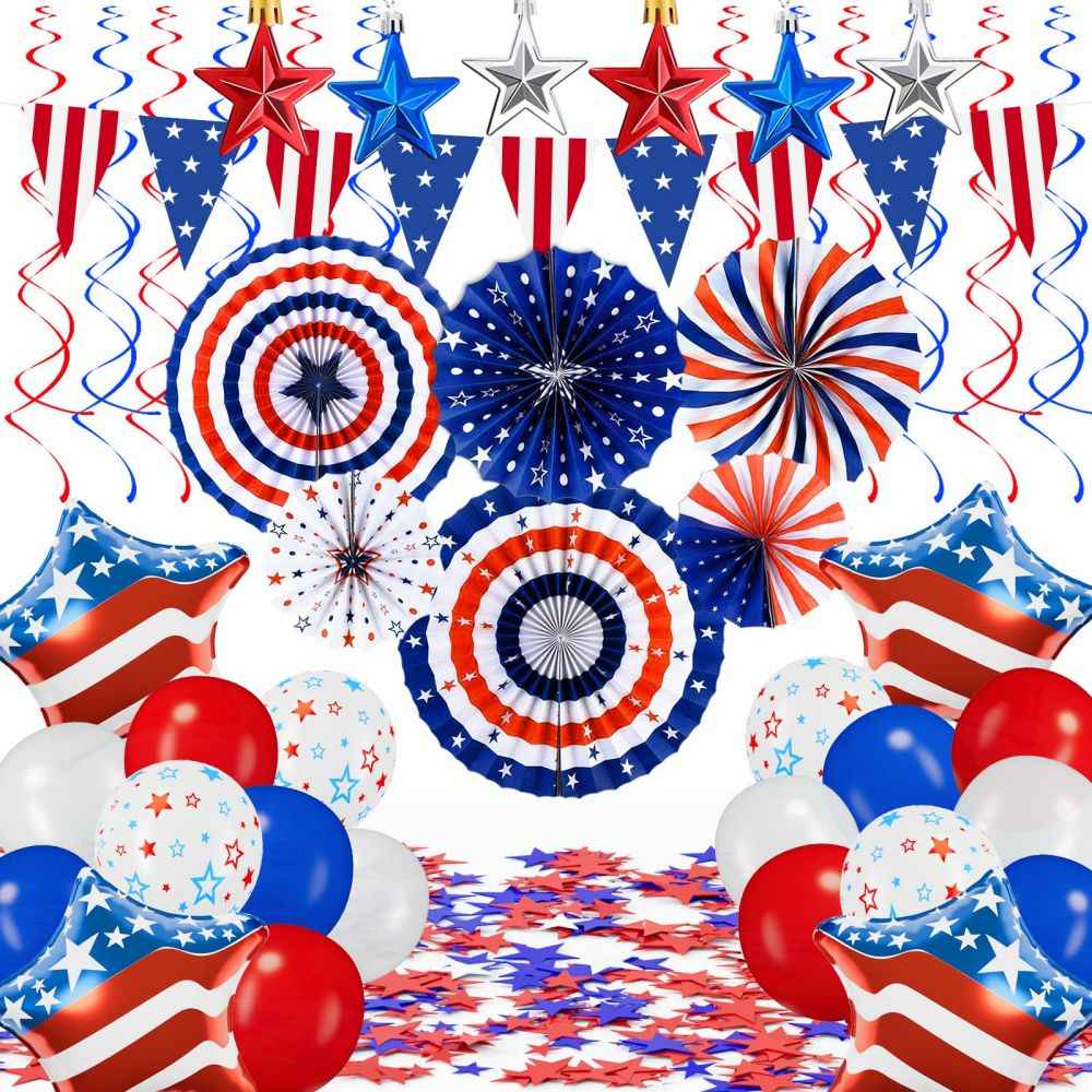 4th of July Decorations, Patriotic Party Decorations Set with Red White ...