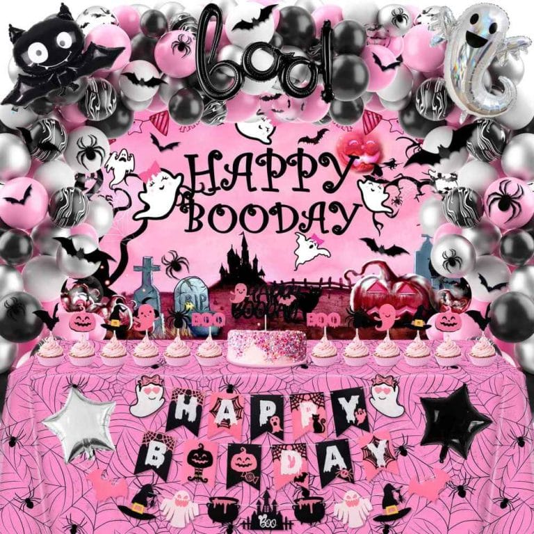 Pink and Black Happy Boo Day Halloween Theme Birthday Party Supplies