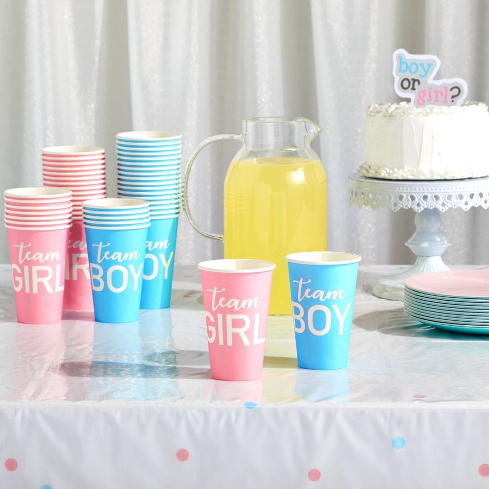 Pink and Blue Paper Party Cups, Gender Reveal