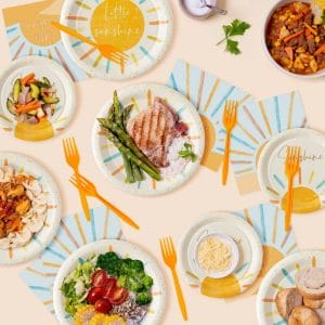 Retro Boho Sun Sunshine Party Tableware Set Include Paper Plates Napkins Forks