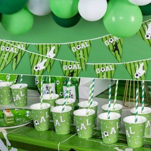 Soccer Decoration Party Supplies Set with balloons, tableware and banner