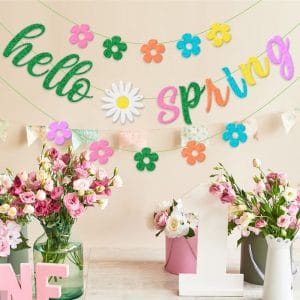 Spring Colorful Glitter Spring Flower Banner Garland