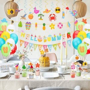 Summer Party Decor Set with Banner and Balloon Bouquet