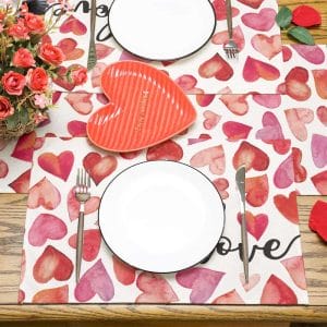 Sweet Red Pink Valentines Placemats for Table Decorations