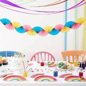 Three-color Mosaic Paper Fan Garland for rainbow themes party