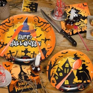 Witch Pumpkin Vampire Themed Party Paper Plates and Napkins