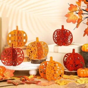 Yellow Pumpkin wooden table decorations