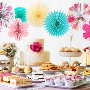 colorful floral party paper fans
