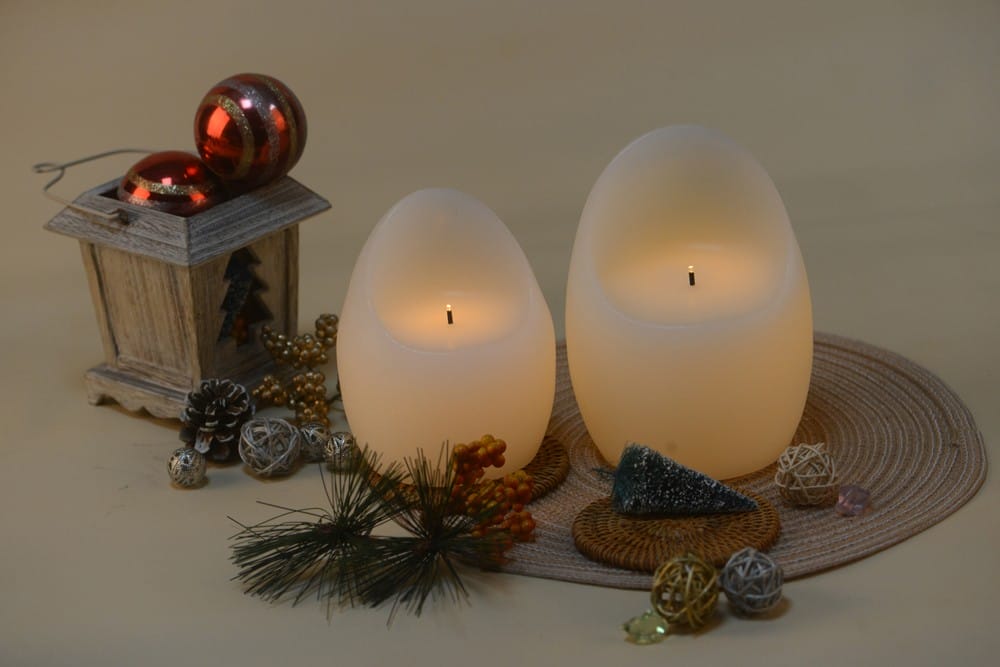 egg shape white flame-free candles
