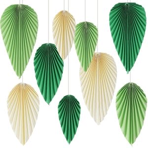 green leaves paper fan decorations