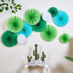 green paper fan home decoration