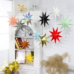 multicolor 9-pointed paper star decorations for home