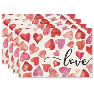 red and pink cute Valentines Placemats