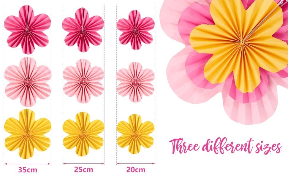 size information of flower paper fans