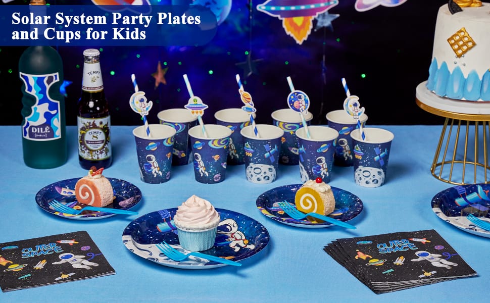 space-themed party tableware set